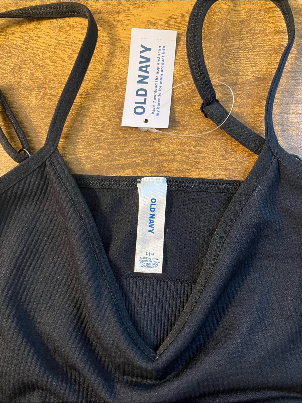 Old Navy Black Ribbed Bralette wireless Sports Bra Large - Picture 9 of 10